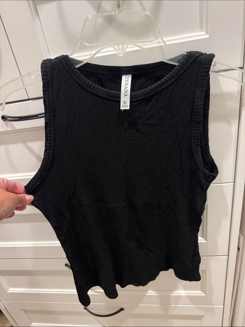 Zenana Outfitters Black Ribbed Crewneck Tank